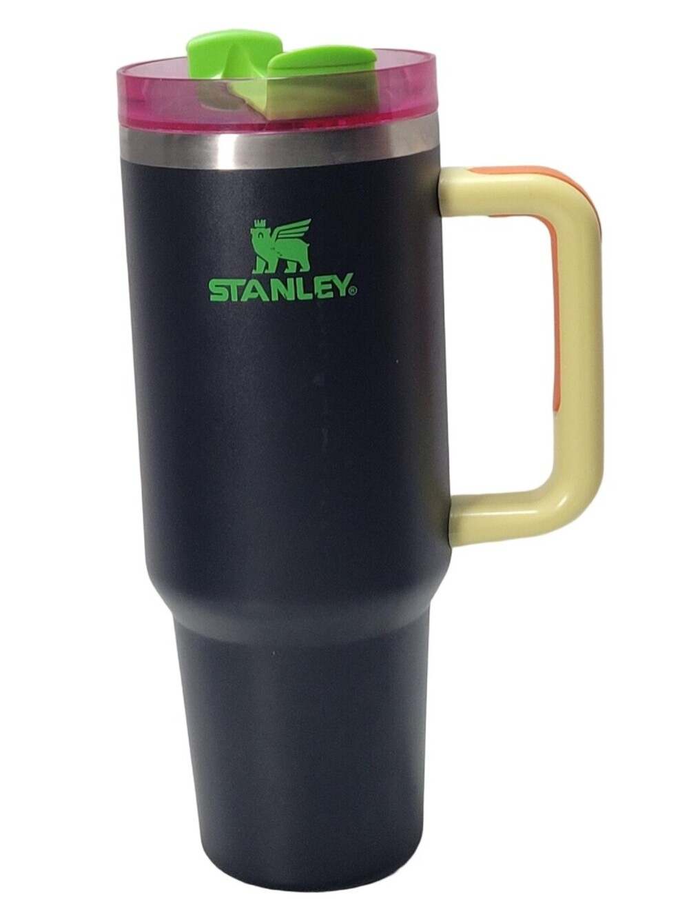 Stanley Quencher H2.0 Flowstate Tumbler 40 oz Black Neon Pink Green Limited Cup